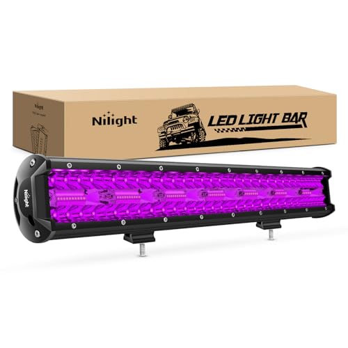 Image of Nilight 20 Inch LED Light Bar 420 W Purple | Triple Row Design, Flood Spot Combo Beam Off Road Driving Decoration Neon Hunting Lighting for UTV Pick-up Van Boat Tractor