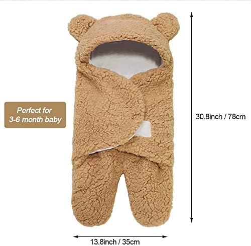 Baby Swaddle Blanket Wrap Cute Newborn Sleeping Teddy Bear Soft Wearable Swaddling Receiving Blanket Plush Ideal for Infant Baby Boy Girl 0-6 Months Perfect Baby Essentials Brown
