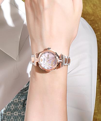 Image of OLEVS Women Watch Silver Stainless Steel Two Tone Fashion Ladies Analog Quartz Waterproof Luminous Date Day Wrist Watches