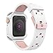 UMTELE Case and Band Compatible for Apple Watch Series 1/2/3 42mm, Silicone Replacement Strap with Ventilation Holes and Shock Resistant Bumper Cover Replacement for Apple Watch Series 1/2/3 42mm