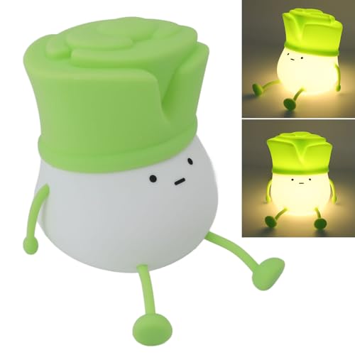 かわいいタップコントロールLEDナイトライト、充電式1.5W装飾ネギ型ベッドサイドランプ、審美的な家庭用装飾ギフト、子供用のユニークな装飾ライト寝室のリビングルーム