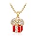 Produktbild Kreative Weihnachtsgeschenkbox Anhänger Metall Halskette Weihnachtsdekoration Trendige Strass Schmuck für Frauen - Gold