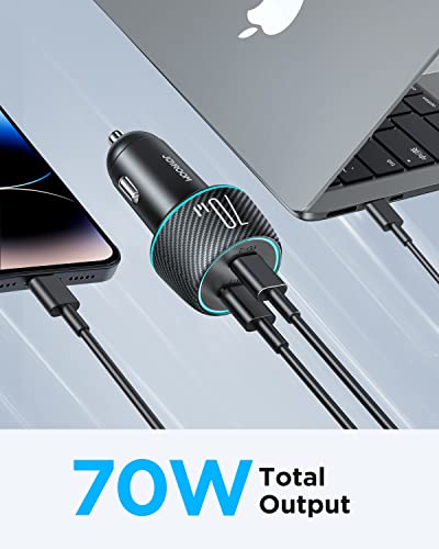 Usb C Car Charger, 70W 2-Port Double Fast Type C Car Charger Adapter, Joyroom Pd35W & Pps25W Car Charger Fast Charge For Iphone14/13, Ipad Pro, Samsung Galaxy S22/S21, Pixel, Moto, Lg, 7 Color Modes #TOP2