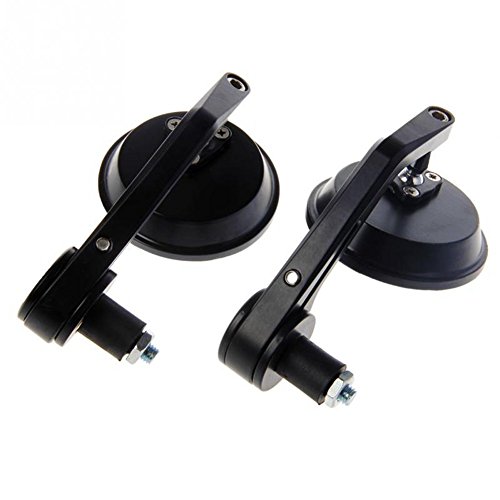 TUINCYN 7/8 Inch 22MM Motorcycle Handle End Rearview Mirrors Universal Round Aluminum Rear View Mirror Adapter Black for Yamaha Honda Triumph Ducati Motif (Pack of 2)