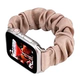 [WOXDECO] コンパチブル Apple Watch用 バンド シュシュ アップルウォッチ バンド メンズ用交換ベルト レディース用時計バンド おしゃれ 柔軟 for Apple Watch Series 10 9 8 7 6 5 4 3 2 1 SE ベージュ 42/44/45/49MM S
