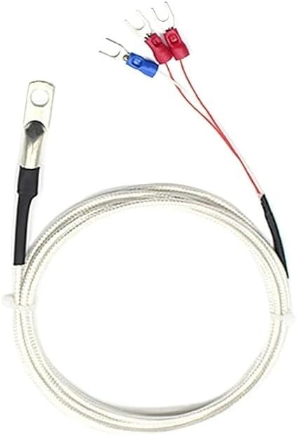 PT100 Copper Nose End Type Probe Temperature Sensor Thermocouple with 1/2/3/5m Waterproof High Precision 3 Wire Cable(PT100 Type 5m)