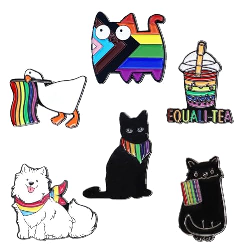 Regenbogen Homosexuell Stolz Brosche, 6 Stück Anstecker Pin Broschen, Regenbogen Pride Pins, DIY Basteln/LGBT, für Rainbow Friends/Rucksäcke Hut/Kleidung Zubehör/Pride Month