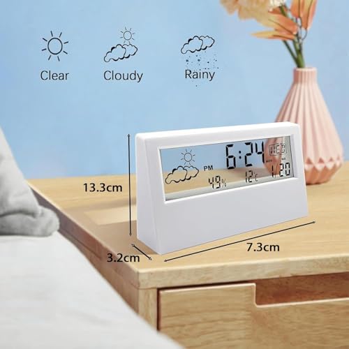 Image of Kadio Desk Clock, Digital Alarm Clock with Transparent Modern Design, Temperature, Humidity, Snooze, Aesthetic Home Decor, Office Decor, Battery Operated Table Clock for Bedroom, Office Shelf Etc