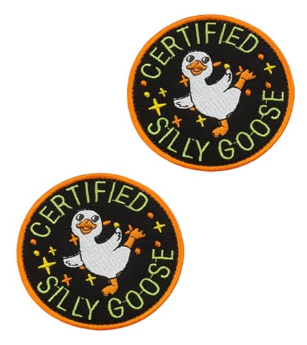 2 parches de ganso tontos certificados divertidos bordados con táctico para brazalete, bolsa, mochila, chaqueta, jeans, bolso, motociclista, uniformes, ropa