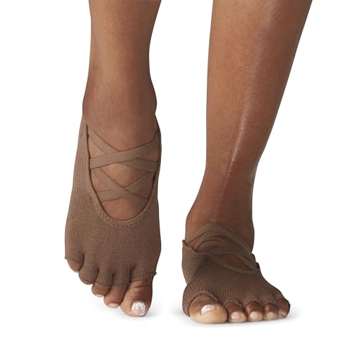 Image of toesox Elle Half Toe Grip Socks - Non-Slip Grip Sole for Yoga, Pilates, Gym - Non Skid Open Toe Socks for Women