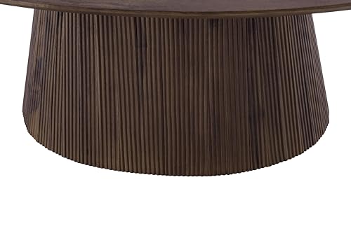 Canarm MADHY Round Coffee Table, Rustic Brown Wood Finish, Elegant Fluted Design, Spacious Tabletop, Easy Assembly for Living Room by Canarm - Image 5