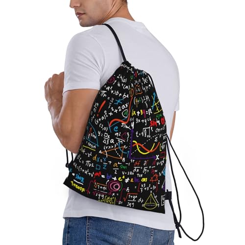 Math Formula Print Drawstring Bags,Gym Sport Sack Drawstring Bag Suitable for sport Swimming Travel.3