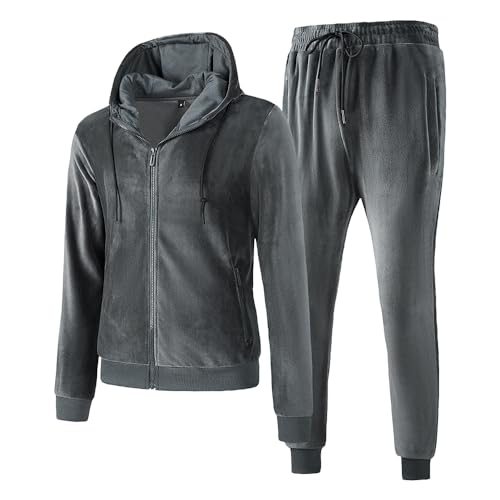 TONY BACKER Tuta Uomo In Pile Sportiva Con Chiusura Zip Completo Tuta In Casa (IT, Testo, L, Regular, Regular, GRIGIO-73)