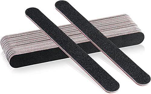 Teuki 8pcs Professional Nail File 100 180 Grit Double Sided Black Washable Nail Files, Fingernail Files Emery Emory Boards for Nails, Black-red…
