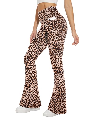 Sundwudu Black Flare Yoga Pants for Women - Soft High Waist Bootcut Leggings Tall & Long Bootleg Pants for Women