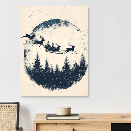 Peinture numéro adulte Père Noël 45x60cm pour une décoration murale de fête