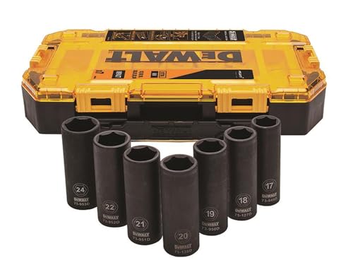 Image of DEWALT McLaren 1/2in Drive Deep Impact Socket Set, 7-Piece, Metric 17-24mm