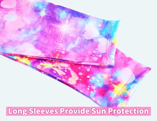Image of Snowheart Girls Rash Guard Sets Long Sleeves Swimsuit 2 Pieces Tankini Bathing Suit Swimwear for Girls 3-12 Years