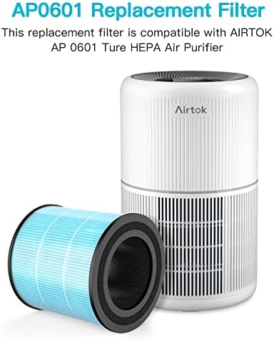 Airtok H13 HEPA Filter Replacement, High-Efficiency Activated Carbon, Suitable For The AP0601 Air Purifier, Removes Pollens, Dust, Pet Dander & Other Allergens
