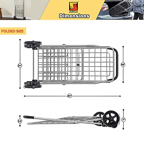 Wellmax WM99024S Shopping Cart with Swivel Wheels and WM99025S Double Basket for Groceries - Thumbnail 6