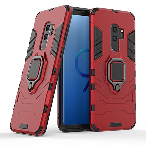 Glaslux Armor Shockproof Soft TPU and Hard PC Back Cover Case with Ring Holder for Samsung Galaxy S9 Plus - Armor Red (B091KB6MDJ) Amazon Price History, Amazon Price Tracker