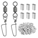 CHEUNGHAO Decoy Crimp Swivel Snap Set, 70PCS Decoy Crimp Set & 30 Snap Swivels for Duck and Goose Hunting, Durable Decoy Line Cord Crimps with Ball Bearing Fishing Swivels for Efficient Decoy