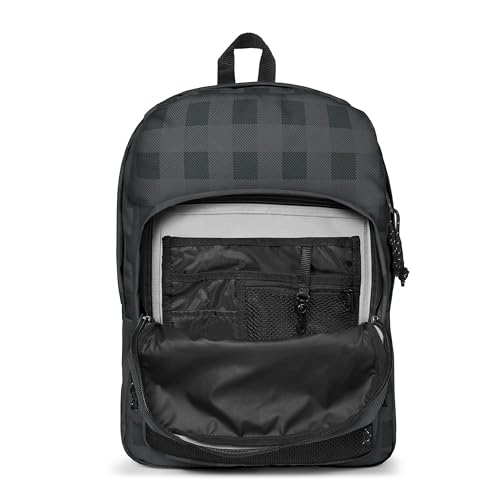 Image of EASTPAK Pinnacle - 38L Everyday Backpack with Dual Compartments, Organizer Front Pocket, Padded Back Panel & Shoulder Straps, Checker Dark Grey /Black