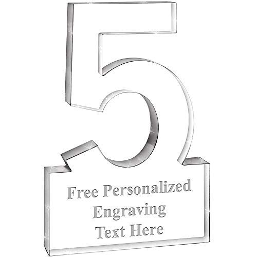 6" Personalized 5 Years Of Service Acrylic Award With Custom Engraving Included Prime #TOP1