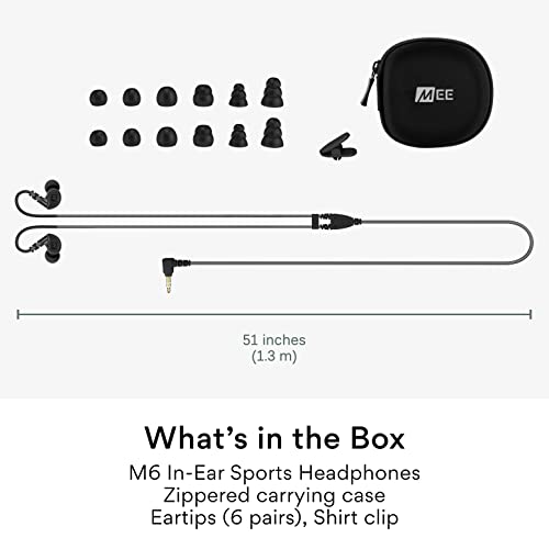 MEE Audio Sport-Fi M6 Noise Isolating in-Ear Headphones with Memory Wire (Black)