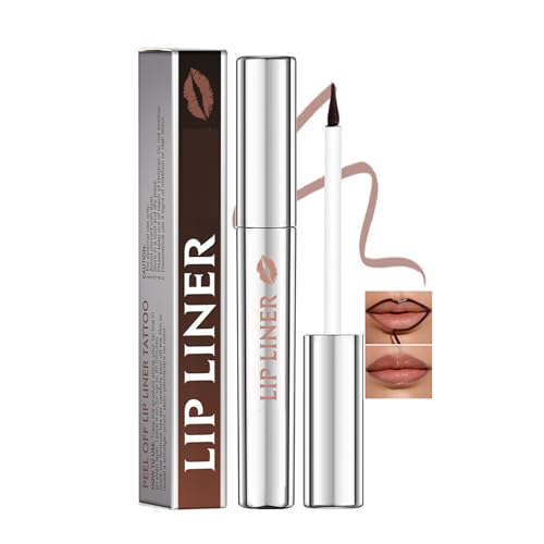 Waterproof Peel Off Lip Stain with Matte Silky Texture Non-Sticky Formula Moisture-Rich Lip Tint Rich Pigment Liner Stain for Natural Look and Precise Application Smudge-Resistant (Brown)