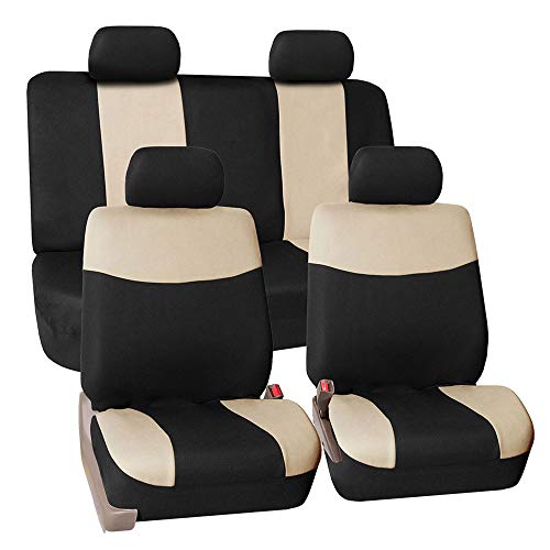 FH Group Pique Fabric Full Set Seat Covers Beige and Black- Fit Most Car, Truck, SUV, or Van FH Group Pique Fabric Full Set Seat Covers Beige and Black- Fit Most Car, Truck, SUV, or Van