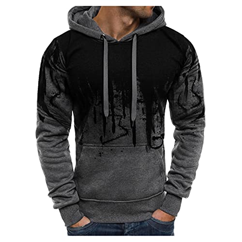 BIKETAFUWY Veste à capuche zippée pour homme - Manches longues - Avec fermeture éclair - Slim fit - Pour automne et hiver., Gris foncé., XL