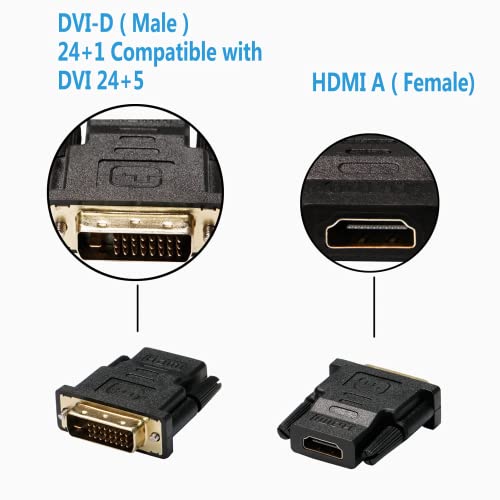 Uvooi Hdmi To Dvi Adapter 2-Pack, Bi-Directional Dvi-D Male To Hdmi Female Converter Compatible With Computer Monitor, Hdtv,Ps3,Ps4,Dvd,Nintendo Switch And Other #TOP2