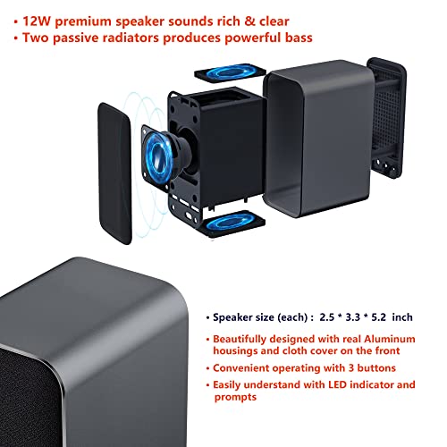 KEiiD Bluetooth Computer Speakers with Aluminum Housing PC Speakers for Laptop Desktop Gaming Stereo Wireless Speaker KEiiD Bluetooth Computer Speakers with Aluminum Housing PC Speakers for Laptop Desktop Gaming Stereo Wireless Speaker
