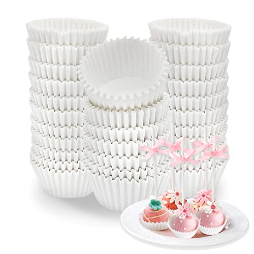 caichuxiye Cake Pop Supplies Mini Cupcake Liners Chocolate Strawberries Supplies 1000 Pieces Cupcake Liners Cake Pop for Muffins, Cupcakes and Candies (white,0.98 X 0.79 Inch- Mini Size) (0.98*0.79) by caichuxiye - Used condition - US$11.79