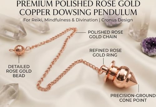 Image of Cone with Round Design Copper Pendulum for Reiki Healing, Dowsing & Chakra Balancing - Divination & Meditation Tool for Energy Cleansing