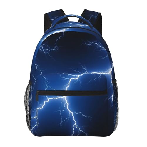 Adjustable Cool Lightning Dark Blue Backpack Lightweight for College Travel, Perfect for Men and Women
