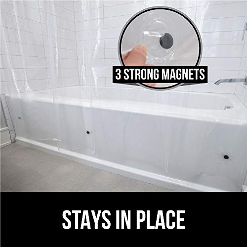 Gorilla Grip Peva Waterproof Shower Curtain Liner, Strong Weighted Magnets, Rust Resistant Grommets, Heavy Duty Thick Liners, Easy Hang, Fits Standard Bathroom Showers And Bath Tubs, 72X72, Clear #TOP2