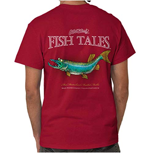 Mcfinns Funny Mustache Muskie Fish Graphic T Shirt Men Or Women Cardinal Red #TOP2