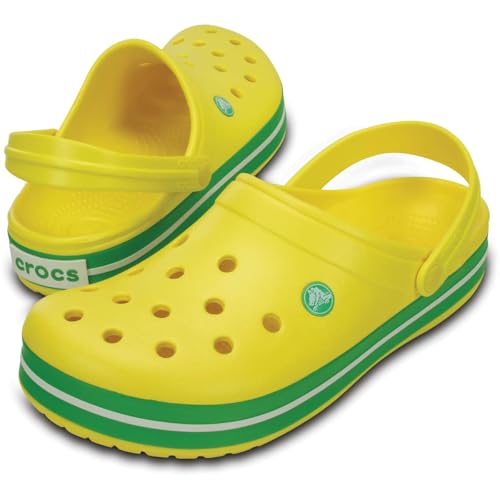 Image of Crocs Unisex Adult Crocband Clog 11016-7A8 Lemon /Grass Green M10W12