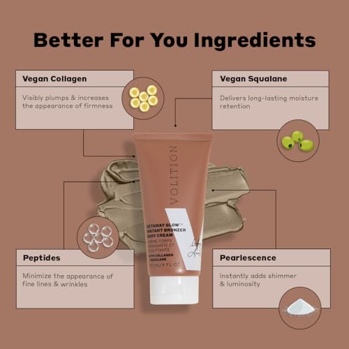 Volition Beauty Getaway Glow Instant Bronzer Sculpting Body Cream with Vegan Collagen + Squalane | Instant Shimmer & Luminizing Effect | Visibly Firms, Moisturizes & Smooths Fine Lines & Wrinkles - Thumbnail 2