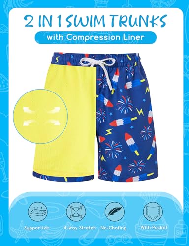 ZenGents American Flag Swim Swimming Trunks Boys Size 16 18 20 4th of July Swimsuit Board Short Youth Teen Boy's Kids Patriotic USA Bathing Suit Swimwear — view 3