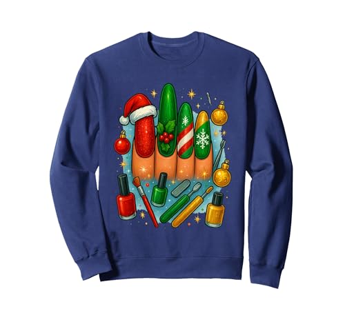 Xmas Nail Inspo Winter Holiday Chritmas Beauty Decor Arts Sweatshirt,