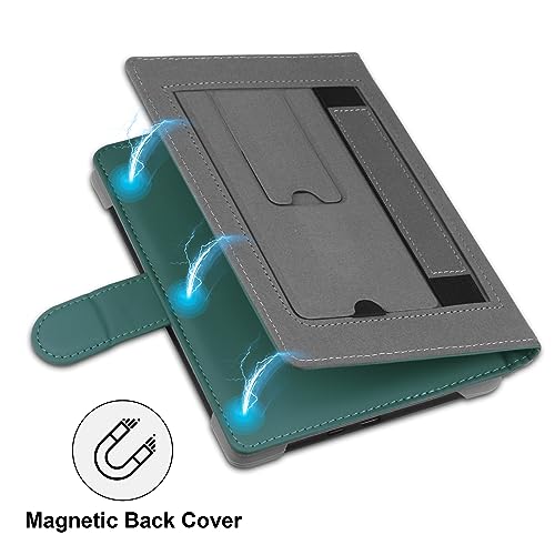 HoYiXi Universal Case Compatible with 6.8\"-7\" Kobo/Pocketbook/TolinoKindle Paperwhite/Kobo Clara HD/Kobo Clara 2E Leather Stand Cover for 6-6.8\'\' E-Book eReader,Green