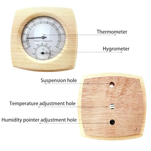 Termometro E Igrometro In Legno Per Sauna: Doppia Scala Temperatura E Umidità, Accessorio Classico Da Parete (24 X 13,2 X 3 Cm)