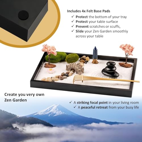 Island Falls Home Zen Garden Kit 11x8 Beautiful Premium Japanese Mini Sand Garden Meditation Gift Set for Home & Office Desk Accessories. Zen Sand, 6 Tools, 15 Features. Mindfulness Gifts Decor Women - Image 4