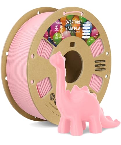 OVERTURE Easy PLA 1.75mm 3D Printer Filament, Easy to Print, 1 kg Cardboard Spool (2.2lbs), Dimension Accuracy +/- 0.03mm, Fit Most FDM (Easy Pink)