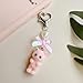 Misovela Cute Fuzzy Cat Keychain Y2K Aesthetic Kawaii Pink White Cat Lovers Decor Gifts Heart Bow Pendent Bag Charm (Pink)