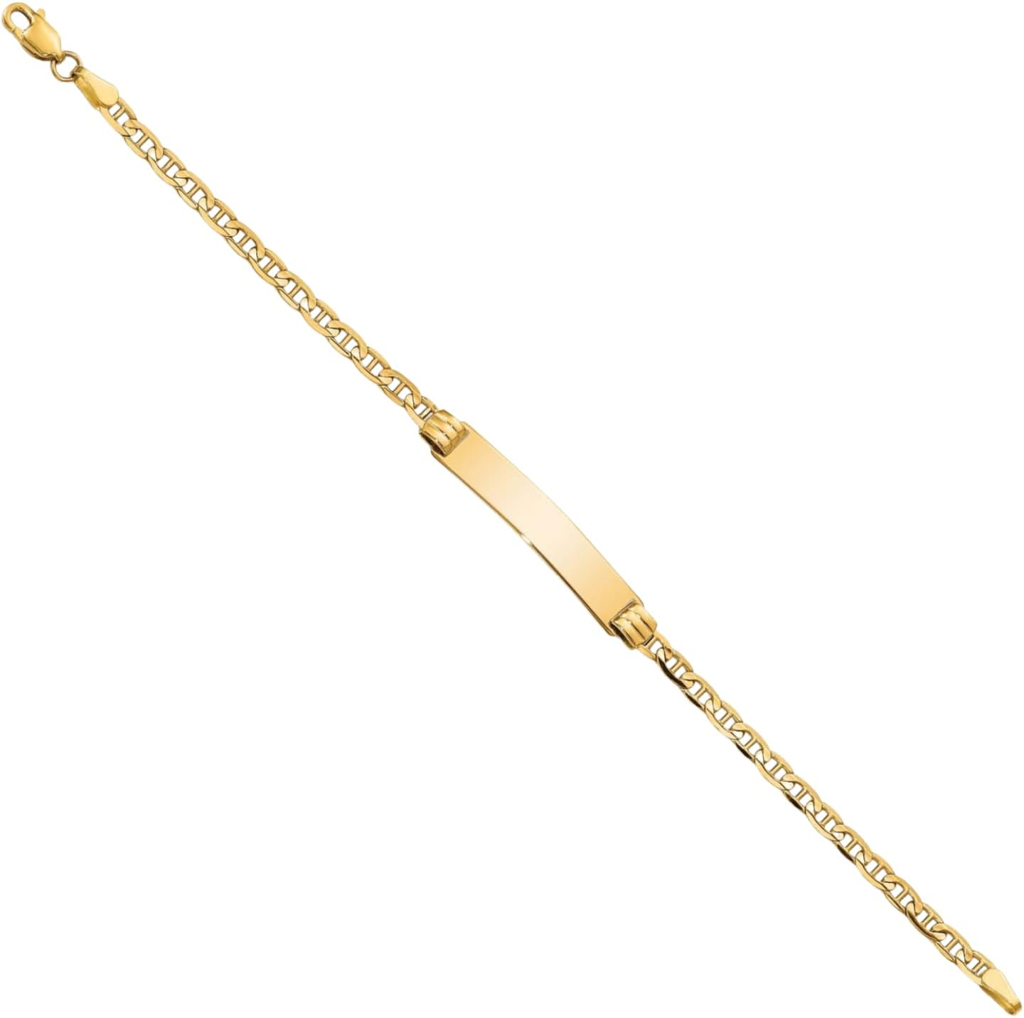 IceCarats 10K Solid Yellow Gold 3mm Mariner Chain Link ID Bracelet 6 inch Polished, Engravable For Her