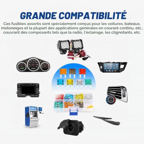 Nilight Lot de 120 Mini Fusibles à Lame 5 A, 7,5 A, 10 A, 15 A, 20 A, 25 A, 30 A, ATM, APM, Accessoires de Rechange, pour Voiture, Moto, Camion, Bateau – vue 6